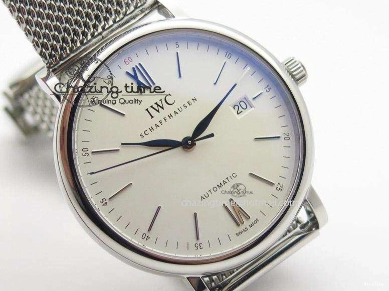 MIROTIME 0116 Portofino SCHAFFHAUSEN SS MKF 1:1 Best Edition White Dial On Mesh Bracelet A TravelReady 7341